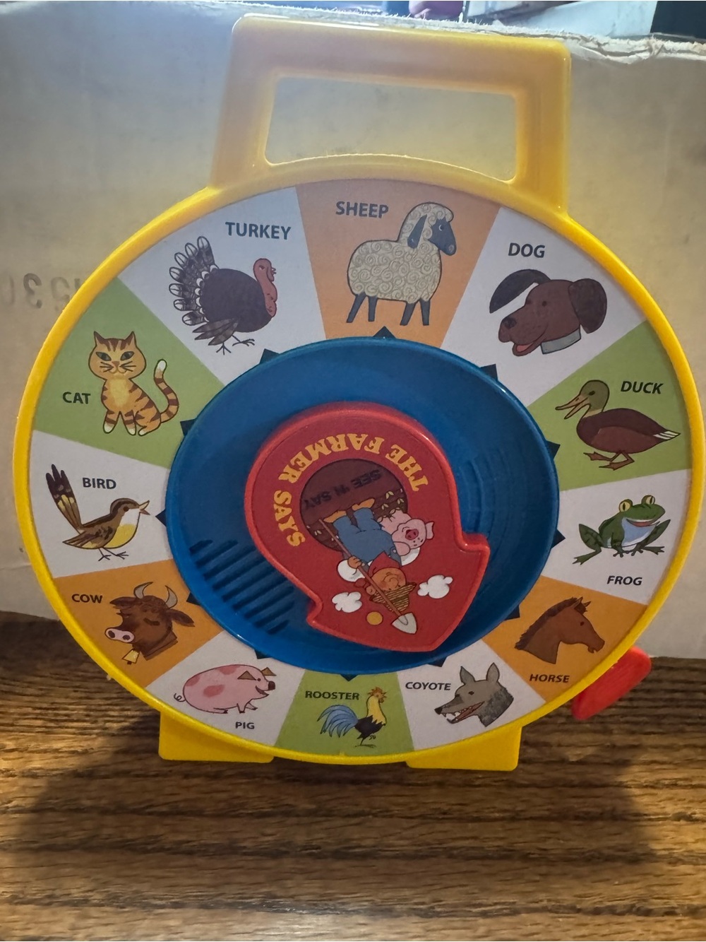 Kids Farm Animal Sound Wheel Toy - Yellow & Blue